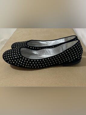 Pelle Moda Black Studded Suede Ballet Flats